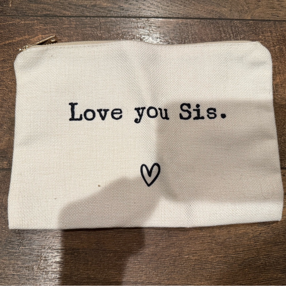 Canvas Pouch with 'Love You Sis' Print